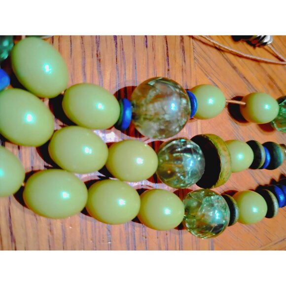 Coldwater Creek 3 strand necklace, blues and greens J-2 - Picture 4 of 5